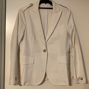 Theory Double Breasted White Blazer